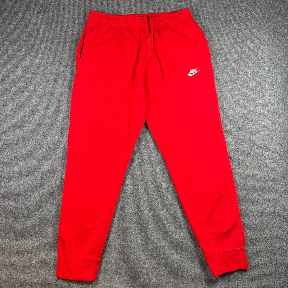 Nike Joggers Mens Large Red Sportswear Club Fleece Tapered Sweatpants BV2671-657